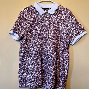 Pima Cotton Large Perry Ellis Golf Polo in Maroon Paisley pattern